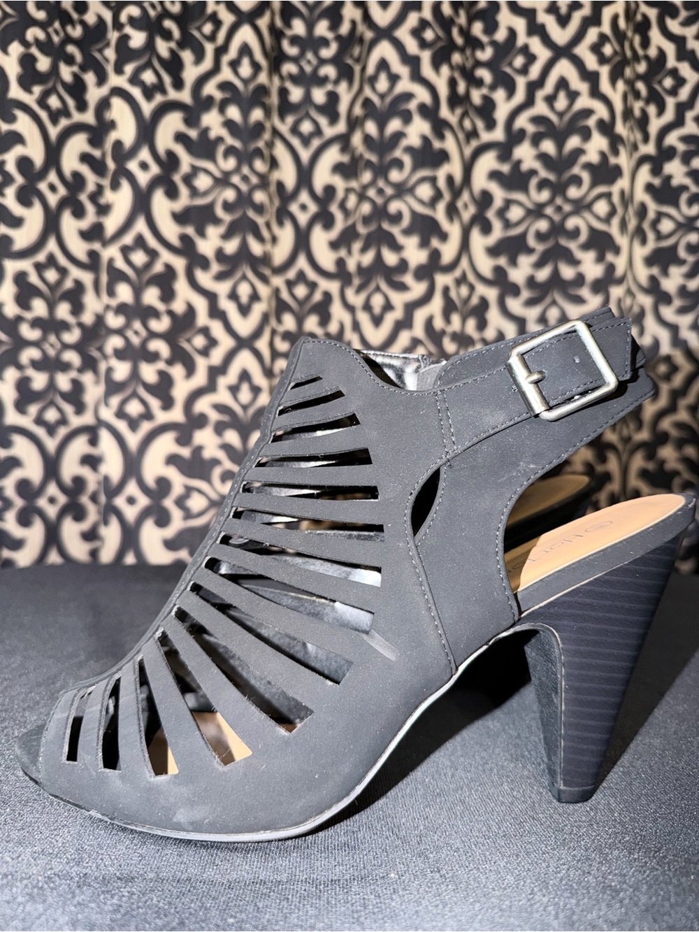 Hot Tomato Black Cutout Slingback Heel